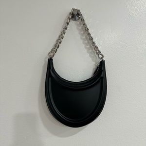 Zara Half Chain Strap Moon Black Shoulder Bag